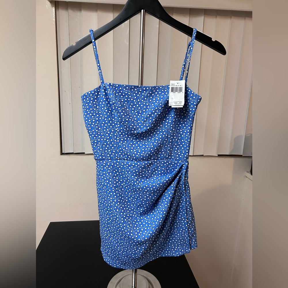 NWT French Connection Elao Square Neck Strapph Dress NEW $128 Chalk Blue